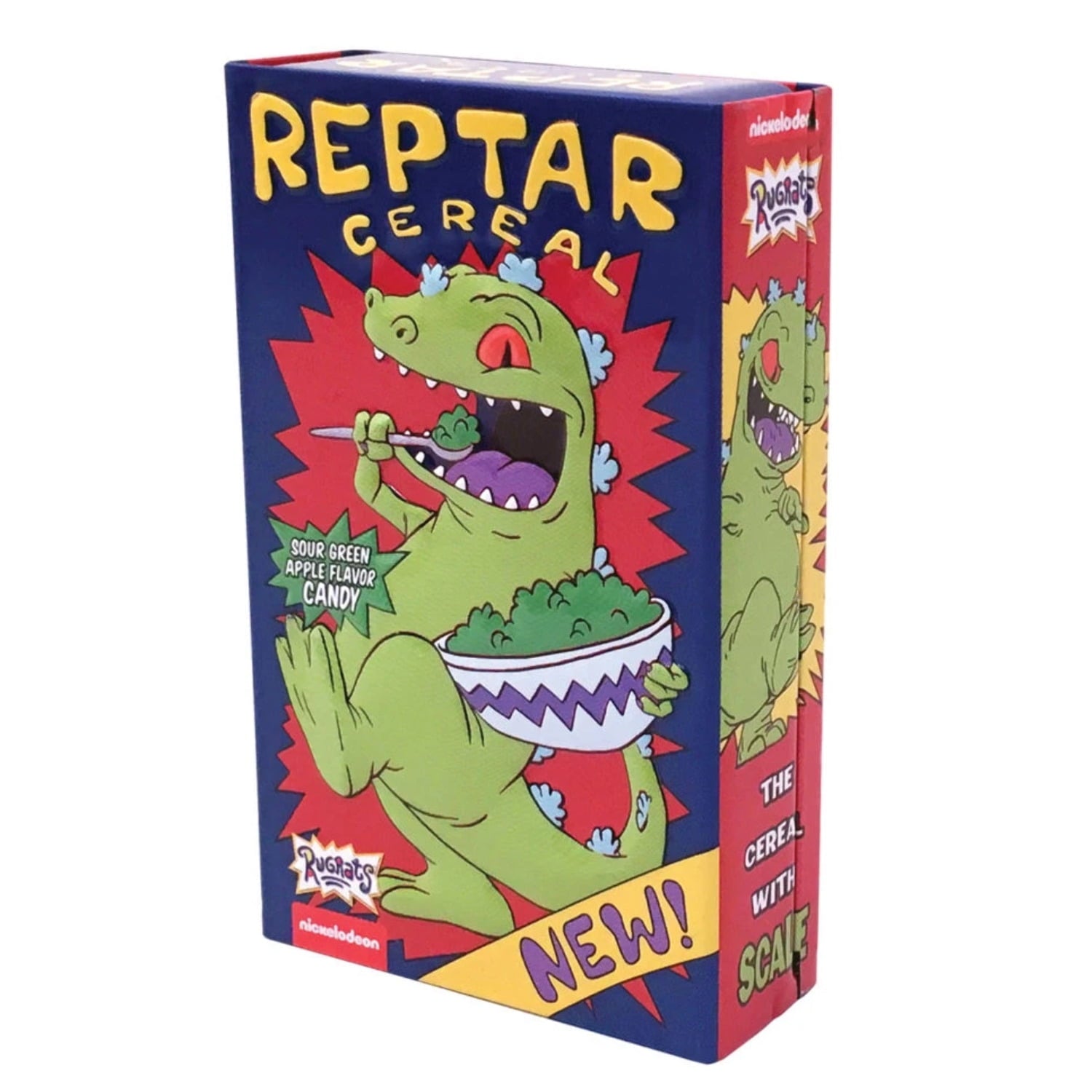 Nickelodeon Rugrats Reptar Cereal, Green Apple Flavored Candy, 1.2 Ounce Tin - 12 Count Display Box - Imagen 3