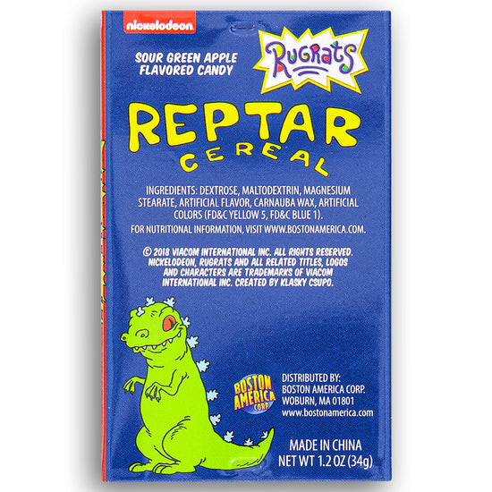 Nickelodeon Rugrats Reptar Cereal, Green Apple Flavored Candy, 1.2 Ounce Tin - 12 Count Display Box - Imagen 6